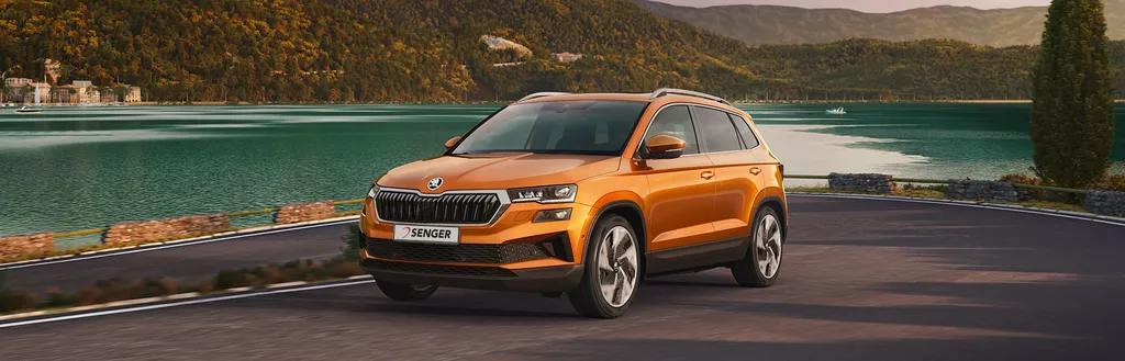 Skoda Karoq Selection Frontansicht orange metallic Neuwagen